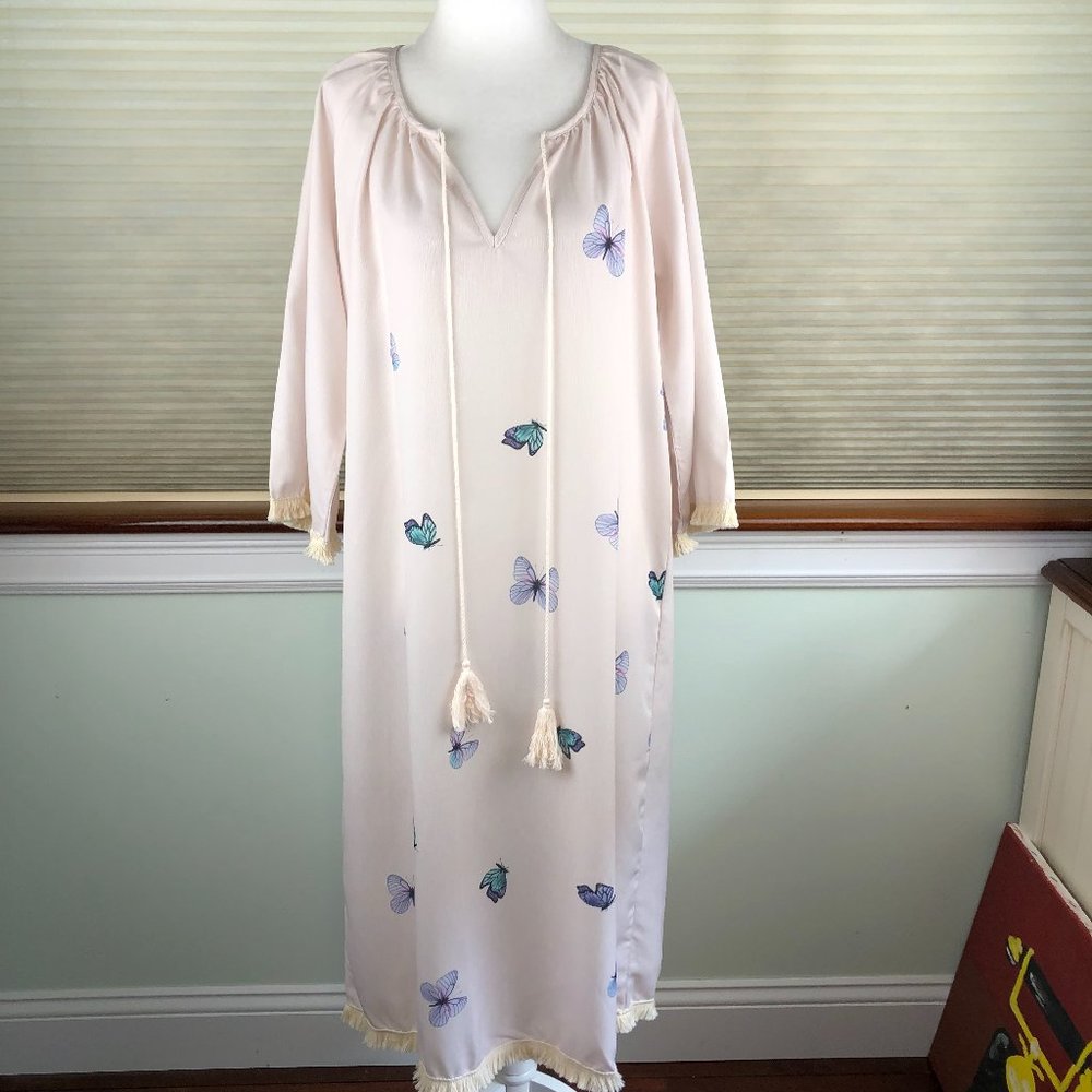 NEW - NORACORA Coastal Butterfly Novelty Print Blush Rose Dress Fairycore